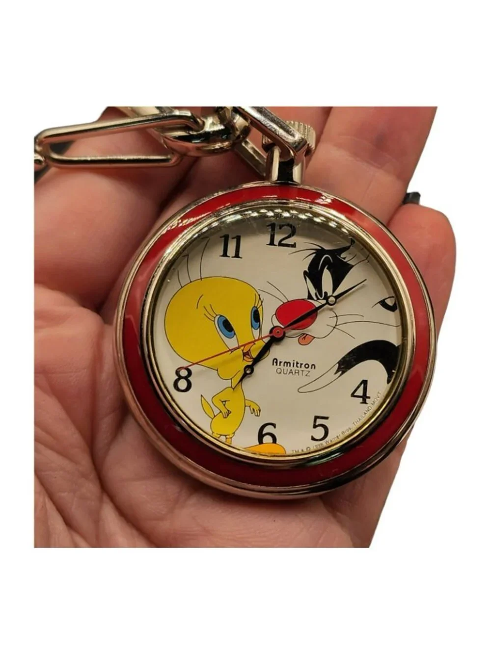 Looney Tunes Armitron 1996 Sylvester & Tweety Pocket Watch In Original Case
